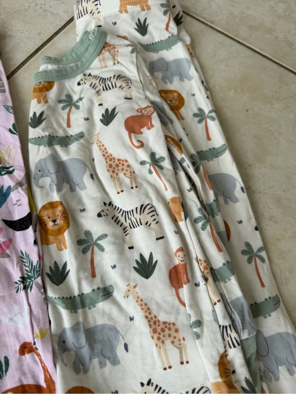 Kids Pink Dinosaur and Animal Print Pajama Set - Brand Unspecified